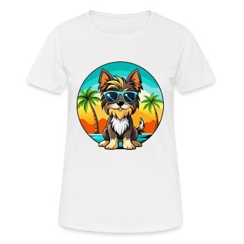 Biewer Terrier Dog Breed Cartoon Sunglasses Beach - Women's Breathable T-Shirt - white - Front - AI Model Female 172 dark (172cm)