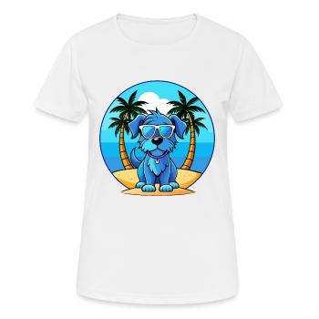 Blue Picardy Spaniel Dog Breed Cartoon Sunglasses - Women's Breathable T-Shirt - white - Front - AI Model Female 172 dark (172cm)