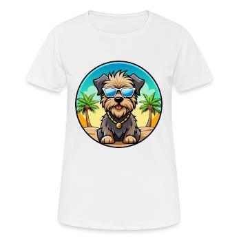 Bouvier Des Flandres Hunderasse Cartoon Sonnenbrille - Frauen T-Shirt atmungsaktiv - Weiß - Vorne - AI Model Female 172 dark (172cm)