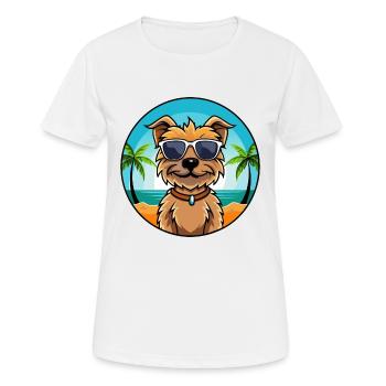 Border Terrier Chien Race Dessin Animé Lunettes de Soleil Plage - T-shirt respirant Femme - blanc - Devant - AI Model Female 172 dark (172cm)