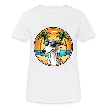Borzoi Dog Breed Cartoon Sunglasses Beach - Women's Breathable T-Shirt - white - Front - AI Model Female 172 dark (172cm)