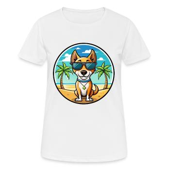 Brasilianischer Terrier Hunderasse Cartoon Sonnenbrille Strand - Frauen T-Shirt atmungsaktiv - Weiß - Vorne - AI Model Female 172 dark (172cm)