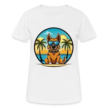 Broholmer Hunderasse Cartoon Sonnenbrille Strand - Frauen T-Shirt atmungsaktiv - Weiß - Vorne - AI Model Female 172 dark (172cm)