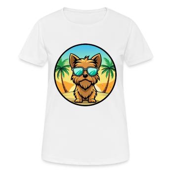 Griffon de Bruxelles Race De Chien Dessin Animé Lunettes De Soleil Plage - T-shirt respirant Femme - blanc - Devant - AI Model Female 172 dark (172cm)