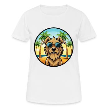 Briard Dog Breed Cartoon Sunglasses Beach - Women's Breathable T-Shirt - white - Front - AI Model Female 172 dark (172cm)