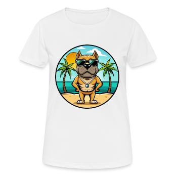 Bull Boxer Dog Breed Cartoon Sunglasses Beach - Women's Breathable T-Shirt - white - Front - AI Model Female 172 dark (172cm)