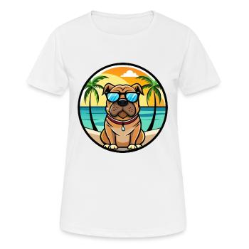 Bullmastiff Chien Race Dessin Animé Lunettes De Soleil Plage - T-shirt respirant Femme - blanc - Devant - AI Model Female 172 dark (172cm)