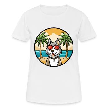 Lunettes de soleil de dessin animé de race de chien esquimau canadien plage - T-shirt respirant Femme - blanc - Devant - AI Model Female 172 dark (172cm)