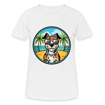 Catahoula Léopard Chien Race Dessin Animé Lunettes De Soleil Plage - T-shirt respirant Femme - blanc - Devant - AI Model Female 172 dark (172cm)