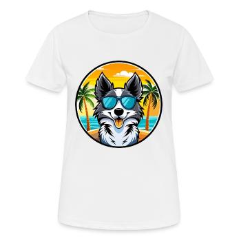 Border Collie Dog Breed Cartoon Sunglasses Beach - Women's Breathable T-Shirt - white - Front - AI Model Female 172 dark (172cm)