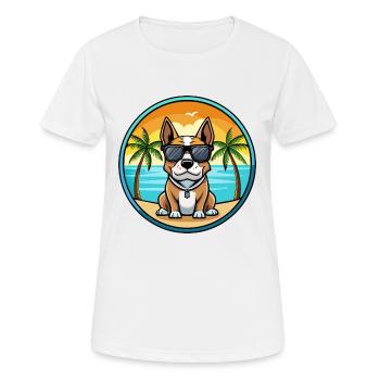 Braque Auvergne Hunderasse Cartoon Sonnenbrille Strand - Frauen T-Shirt atmungsaktiv - Weiß - Vorne - AI Model Female 172 dark (172cm)
