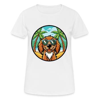 Boykin Spaniel Chien Race Dessin Animé Lunettes De Soleil Plage - T-shirt respirant Femme - blanc - Devant - AI Model Female 172 dark (172cm)