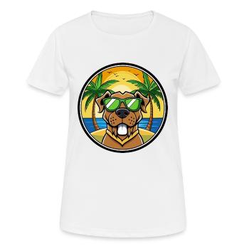 Brasilianische Dogge Hunderasse Cartoon Sonnenbrille Strand - Frauen T-Shirt atmungsaktiv - Weiß - Vorne - AI Model Female 172 dark (172cm)