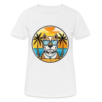 Bully Kutta Chien Race Dessin Animé Lunettes De Soleil Plage - T-shirt respirant Femme - blanc - Devant - AI Model Female 172 dark (172cm)