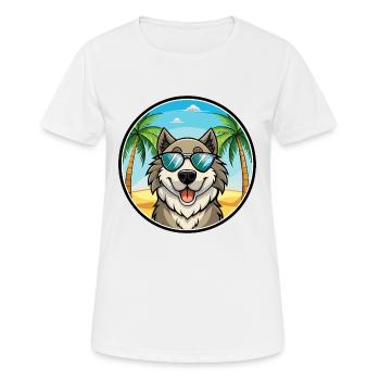 Caucasian Shepherd Dog Breed Cartoon Sunglasses - Women's Breathable T-Shirt - white - Front - AI Model Female 172 dark (172cm)