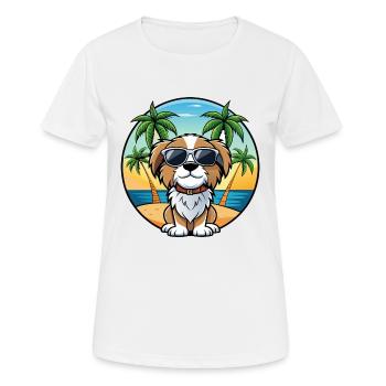 Cavalier Dog Breed Cartoon Sunglasses Beach - Women's Breathable T-Shirt - white - Front - AI Model Female 172 dark (172cm)