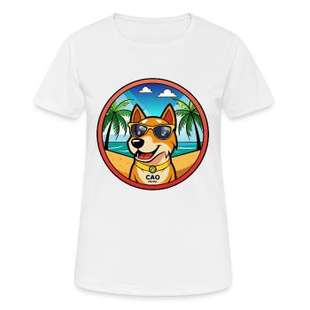 Cao De Gado Transmontano Hunderasse Cartoon Strand - Frauen T-Shirt atmungsaktiv - Weiß - Vorne - AI Model Female 172 dark (172cm)
