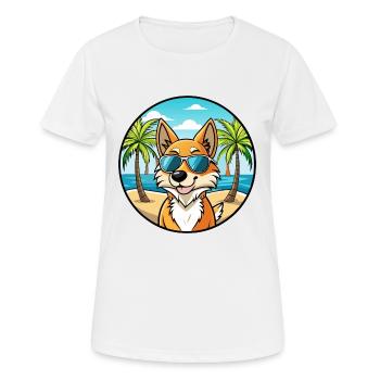 Cimarron Uruguayo Dog Breed Cartoon Sunglass Beach - Women's Breathable T-Shirt - white - Front - AI Model Female 172 dark (172cm)