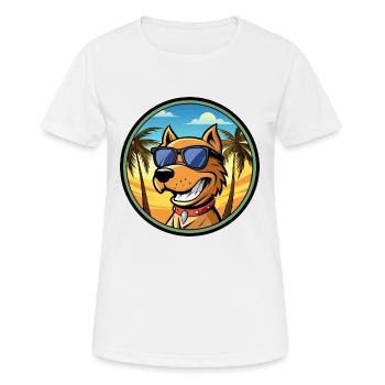Kanarische Warren Hound Hunderasse Cartoon Sonnenbrille - Frauen T-Shirt atmungsaktiv - Weiß - Vorne - AI Model Female 172 dark (172cm)