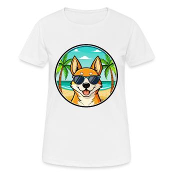 Canaan Chien Race Dessin Animé Lunettes De Soleil Plage - T-shirt respirant Femme - blanc - Devant - AI Model Female 172 dark (172cm)
