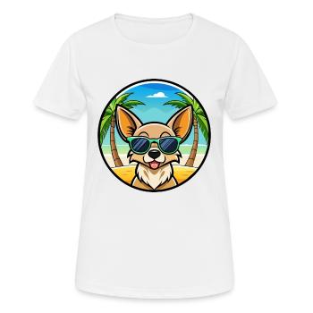 Chihuahua Dog Breed Cartoon Sunglasses Beach - Women's Breathable T-Shirt - white - Front - AI Model Female 172 dark (172cm)