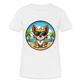 Continental Toy Spaniel Dog Breed Cartoon Beach - Women's Breathable T-Shirt - white - Front - AI Model Female 172 dark (172cm)