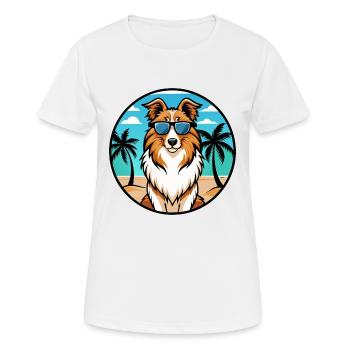 Collie Dog Breed Cartoon Sunglasses Beach - Women's Breathable T-Shirt - white - Front - AI Model Female 172 dark (172cm)