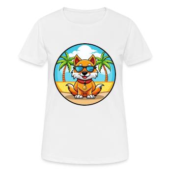 Chinese Imperial Dog Breed Cartoon Sunglass Beach - Women's Breathable T-Shirt - white - Front - AI Model Female 172 dark (172cm)
