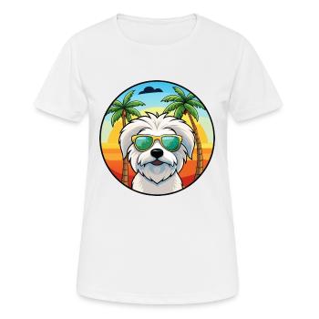 Coton De Tulear Hunderasse Cartoon Sonnenbrille Strand - Frauen T-Shirt atmungsaktiv - Weiß - Vorne - AI Model Female 172 dark (172cm)