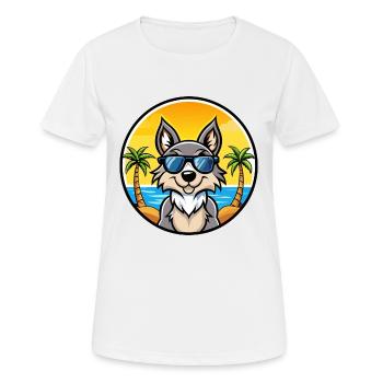Czechoslovak Wolfdog Breed Cartoon Sunglass Beach - Women's Breathable T-Shirt - white - Front - AI Model Female 172 dark (172cm)