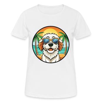 Clumber Spaniel Hunderasse Cartoon Sonnenbrille Strand - Frauen T-Shirt atmungsaktiv - Weiß - Vorne - AI Model Female 172 dark (172cm)