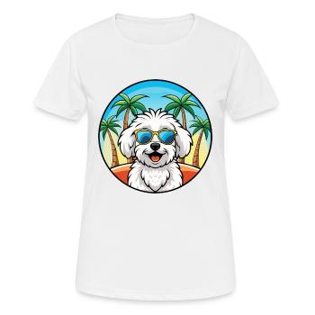 Bichon frisé race de chien dessin animé lunettes de soleil plage - T-shirt respirant Femme - blanc - Devant - AI Model Female 172 dark (172cm)
