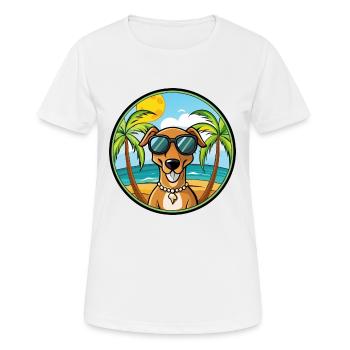 Cretan Hound Dog Breed Cartoon Sunglasses Beach - Women's Breathable T-Shirt - white - Front - AI Model Female 172 dark (172cm)