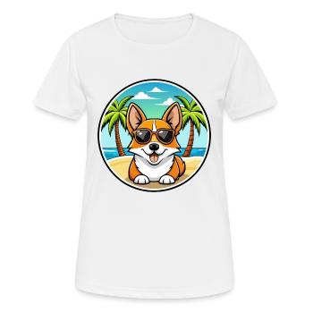 Corgi Dog Breed Cartoon Sunglasses Beach - Women's Breathable T-Shirt - white - Front - AI Model Female 172 dark (172cm)