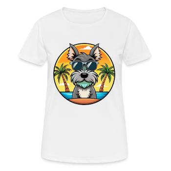 Cesky Terrier Hunderasse Cartoon Sonnenbrille Strand - Frauen T-Shirt atmungsaktiv - Weiß - Vorne - AI Model Female 172 dark (172cm)