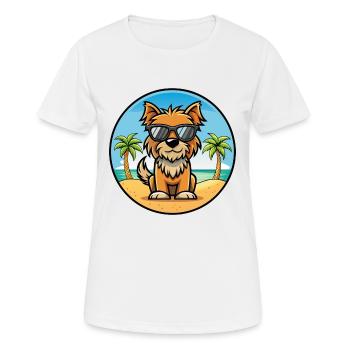 Lunettes de soleil de dessin animé de race de chien griffon belge plage - T-shirt respirant Femme - blanc - Devant - AI Model Female 172 dark (172cm)