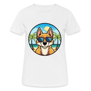 Chilean Fox Terrier Dog Breed Cartoon Sunglasses - Women's Breathable T-Shirt - white - Front - AI Model Female 172 dark (172cm)