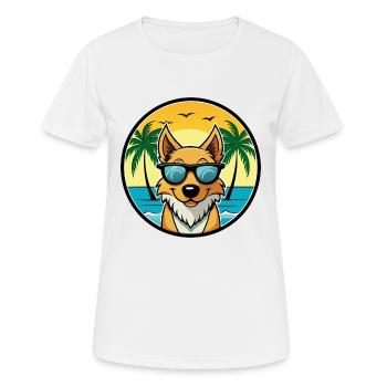 Lunettes de soleil danoises suédoises de race de chien de ferme de dessin animé - T-shirt respirant Femme - blanc - Devant - AI Model Female 172 dark (172cm)