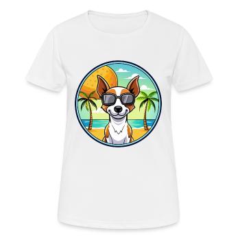 Decker Rat Terrier Hunderasse Cartoon Sonnenbrille - Frauen T-Shirt atmungsaktiv - Weiß - Vorne - AI Model Female 172 dark (172cm)