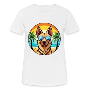 Dutch Shepherd Dog Breed Cartoon Sunglasses Beach - Women's Breathable T-Shirt - white - Front - AI Model Female 172 dark (172cm)