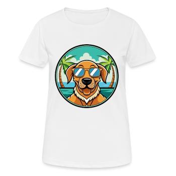 Dänische Broholmer Hunderasse Cartoon Sonnenbrille Strand - Frauen T-Shirt atmungsaktiv - Weiß - Vorne - AI Model Female 172 dark (172cm)