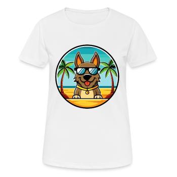 Deutsche Bracke Hunderasse Cartoon Sonnenbrille Strand - Frauen T-Shirt atmungsaktiv - Weiß - Vorne - AI Model Female 172 dark (172cm)