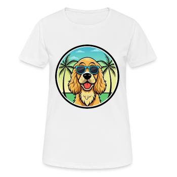 Cocker anglais Spaniel Chien Race Dessin Animé Plage - T-shirt respirant Femme - blanc - Devant - AI Model Female 172 dark (172cm)
