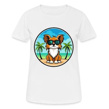 Englische Spielzeug Spaniel Hund Rasse Cartoon Sonnenbrille - Frauen T-Shirt atmungsaktiv - Weiß - Vorne - AI Model Female 172 dark (172cm)