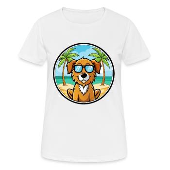 Fauve De Bretagne Dog Breed Cartoon Sunglass Beach - Women's Breathable T-Shirt - white - Front - AI Model Female 172 dark (172cm)