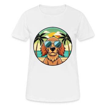 Field Spaniel Hund Rasse Cartoon Sonnenbrille Strand - Frauen T-Shirt atmungsaktiv - Weiß - Vorne - AI Model Female 172 dark (172cm)