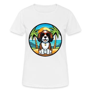 English Springer Spaniel Hunderasse Cartoon Beach - Frauen T-Shirt atmungsaktiv - Weiß - Vorne - AI Model Female 172 dark (172cm)