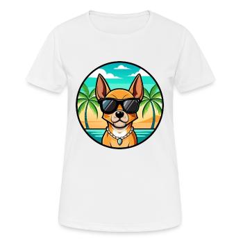 Englische Spielzeug Terrier Hund Rasse Cartoon Sonnenbrille - Frauen T-Shirt atmungsaktiv - Weiß - Vorne - AI Model Female 172 dark (172cm)
