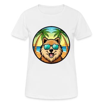 Eurasier Dog Breed Cartoon Sunglasses Beach - Women's Breathable T-Shirt - white - Front - AI Model Female 172 dark (172cm)