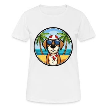 Lunettes de soleil de dessin animé de race de chien de chasse tricolore français - T-shirt respirant Femme - blanc - Devant - AI Model Female 172 dark (172cm)